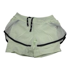 Gymshark‎ Training Shorts Women's Size L Speed Running 2 in 1 Cucumber Green